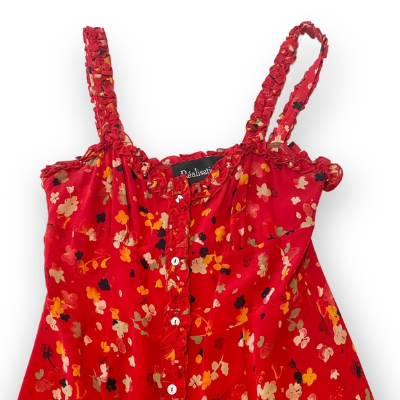 Realisation Par Juliet Silk Midi Dress in Rouge Fleur Size M - Picture 8 of 11